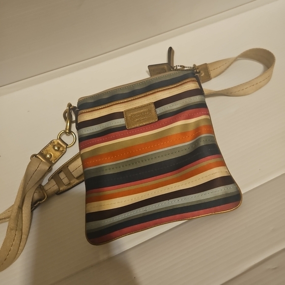 Vintage Y2K Coach 41674 Legacy Stripe Scarf Print  Crossbody 65th Anniversary - Picture 6 of 11